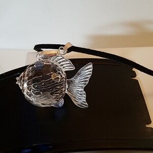 Vegan Suede Necklace 18" Clear Fish